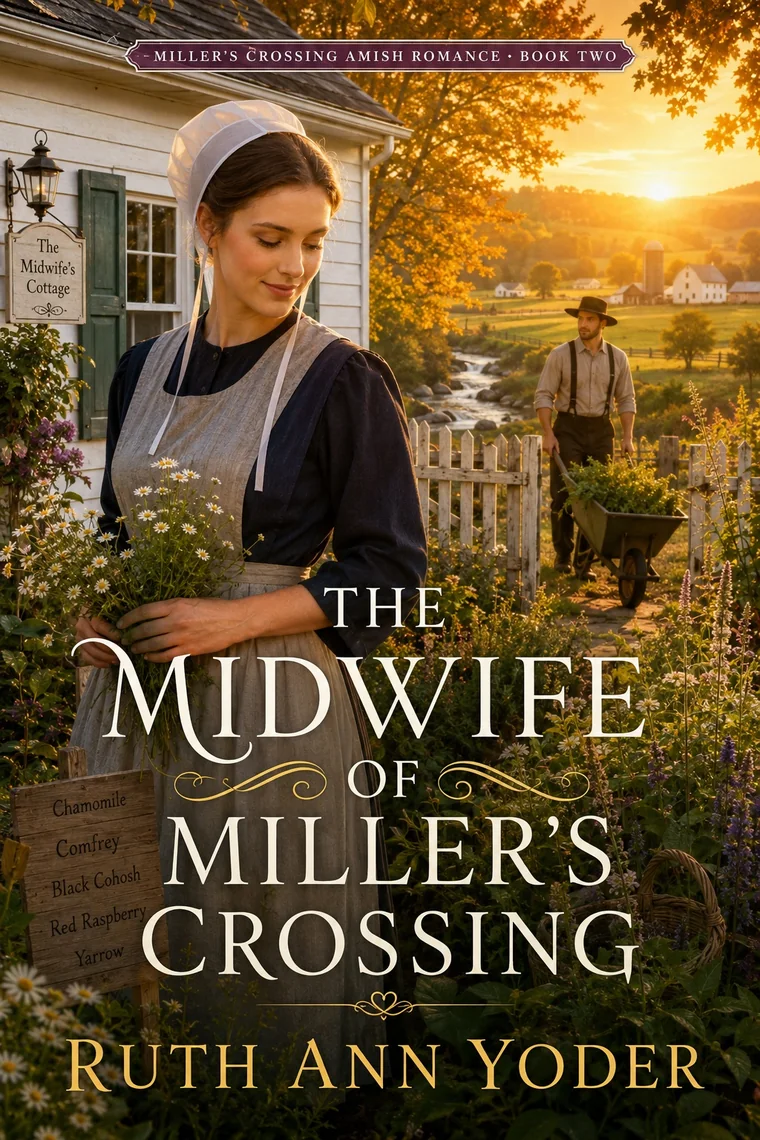 Book cover for The Midwife of Miller's Crossing by Ruth Ann Yoder